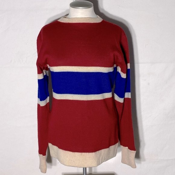 Vintage Sweaters - VINTAGE Dominion Knit Long Sleeve Crew Neck Worsted Yarn Canadiens Habs Vibes s